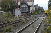 Bahnhofsausfahrt mit neuer Weiche - 12,3/92,0 KB