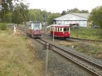 Schein-Doppelausfahrt mit Planzug Tw 187 019 und Tw 187 001 (Charterfahrt des FKS) im Bf Stiege