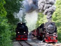 Parallelausfahrt des Sonderzugs nach Quedlinburg und des Zugs 8920 mit Lok 99 7245 nach Drei Annen Hohne (2)