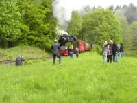 Sonderzug beim Fotohalt (Scheinanfahrt) zwischen Hp Sternhaus Haferfeld und Bf Sternhaus Ramberg (1)