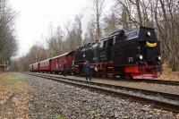 Auf der Rückfahrt nach Gernrode begegnet der Sonderzug im Bahnhof Sternhaus Ramberg den Zug Nto 8973.