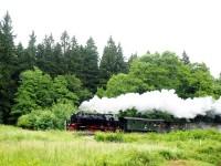 Lok 99 222 verlässt mit dem Sonderzug der HSB den Bf Drei Annen Hohne in Richtung Brocken.