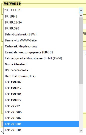 Auswahlfeld f&uuml;r Verweise